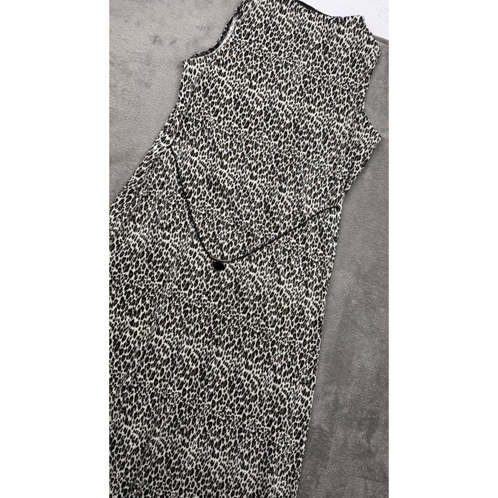 JBS Ltd Leopard Plisse Midi Dress Womens 16P Brown Black Exc Mock Neck 04222